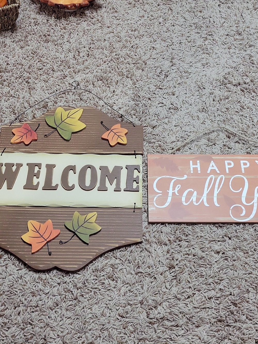 Welcome Fall Wooden Wall Sign Set - Brown, Orange, Green